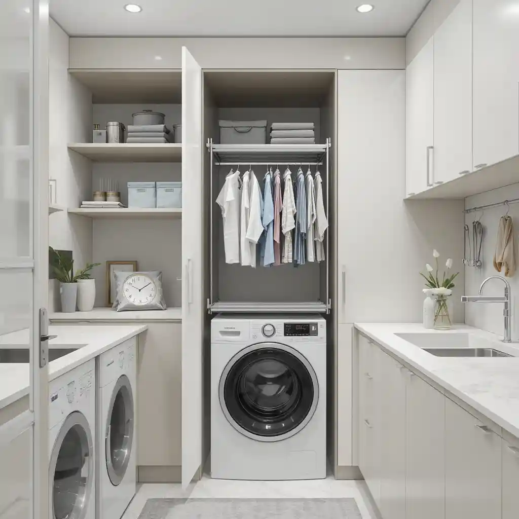 Hidden Drying Rack in Cabinet