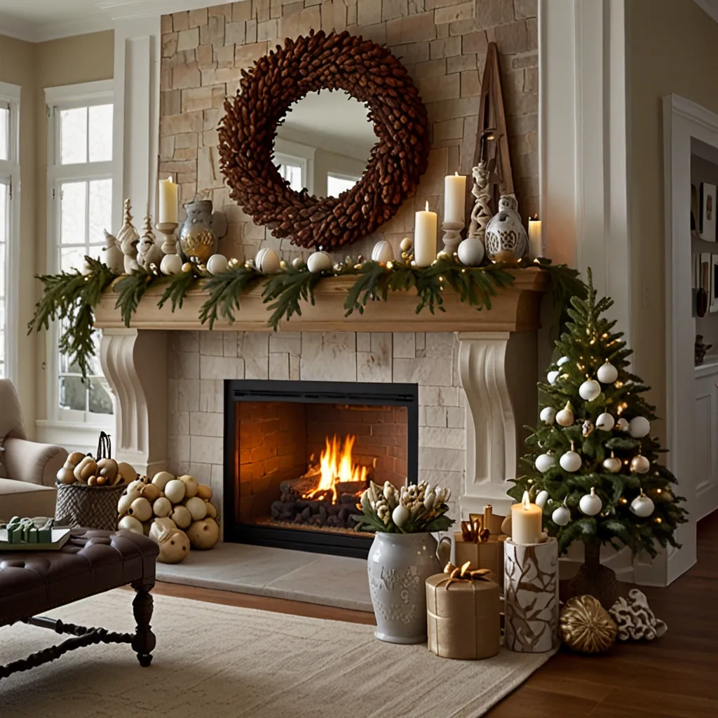 Holiday-Themed Mantle Decor