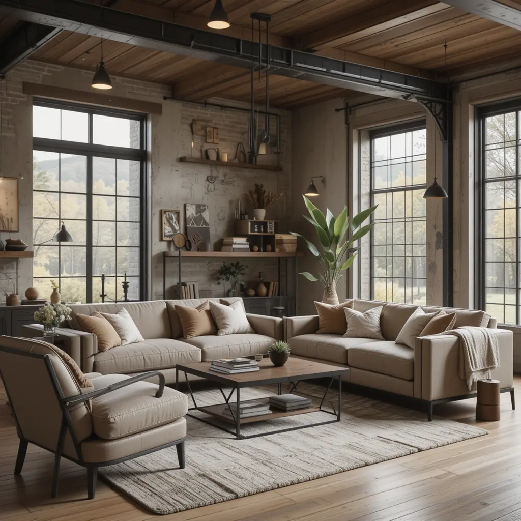 Industrial Accents and Soft Fabrics