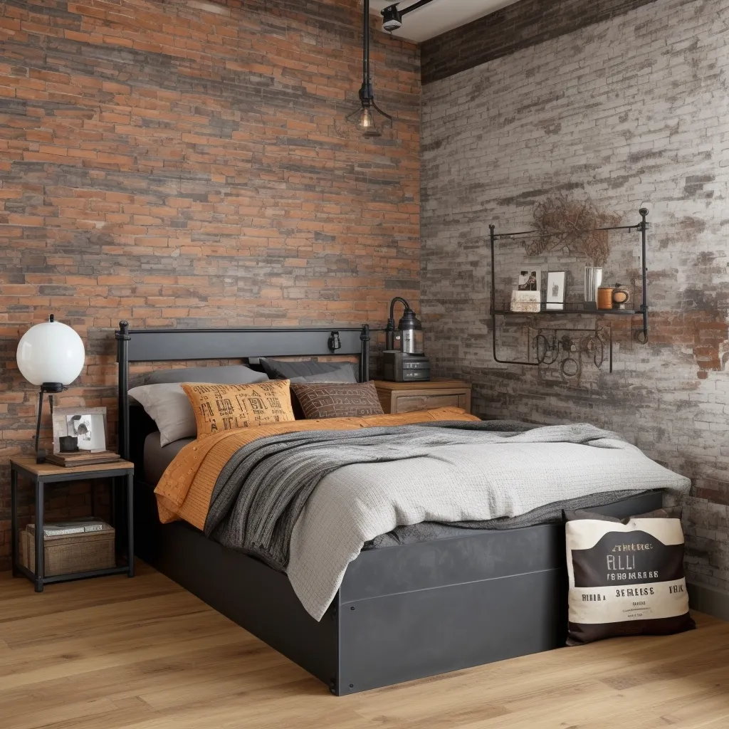 Industrial Black and Rust Bedroom