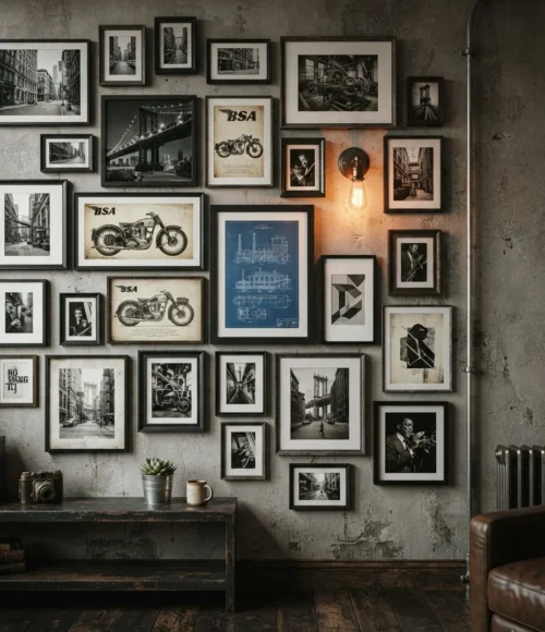 Industrial-Inspired Gallery Wall