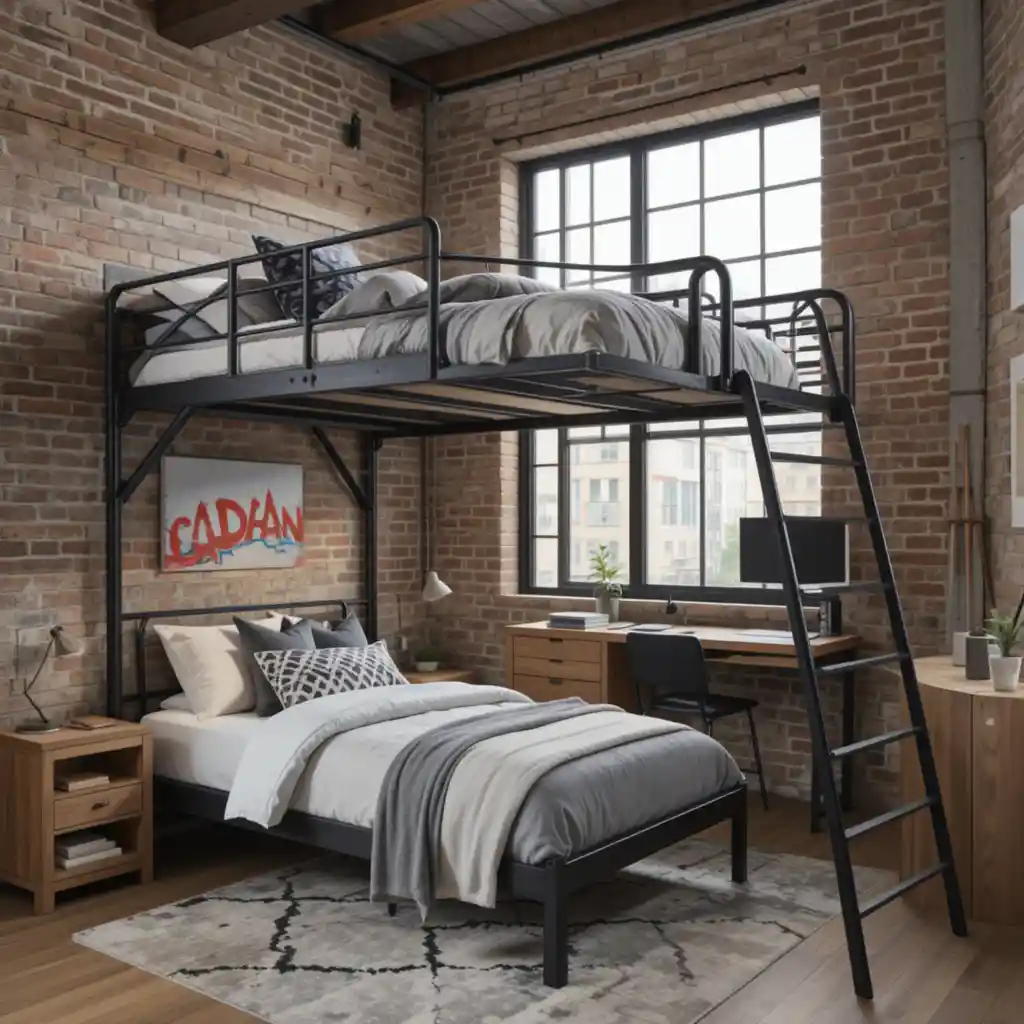 Industrial-Inspired Loft Room