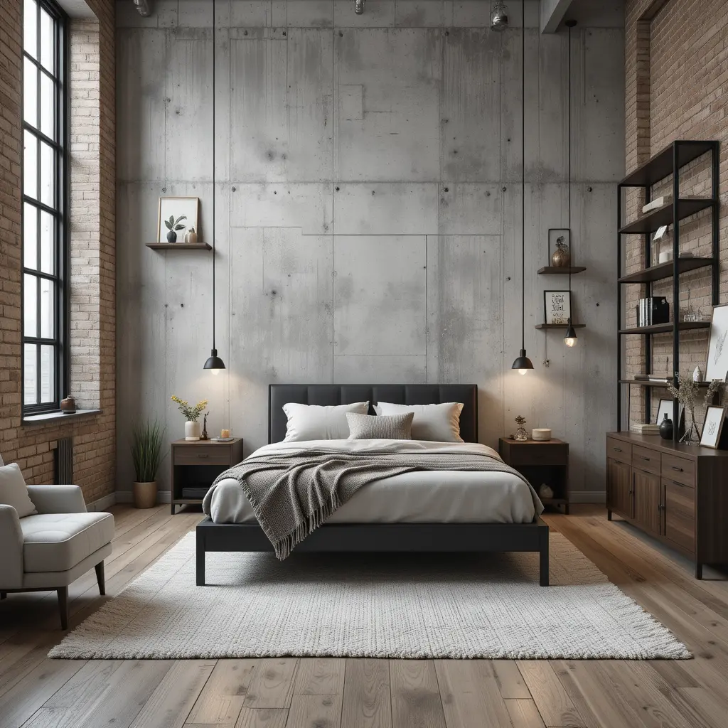 Industrial Loft Bedroom with Modern Appeal