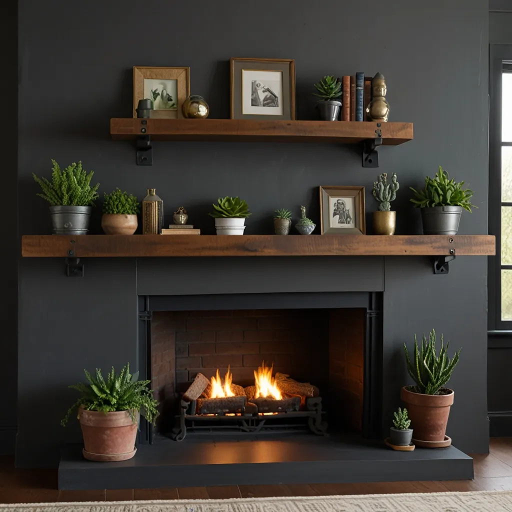 Industrial Shelf Mantle Design