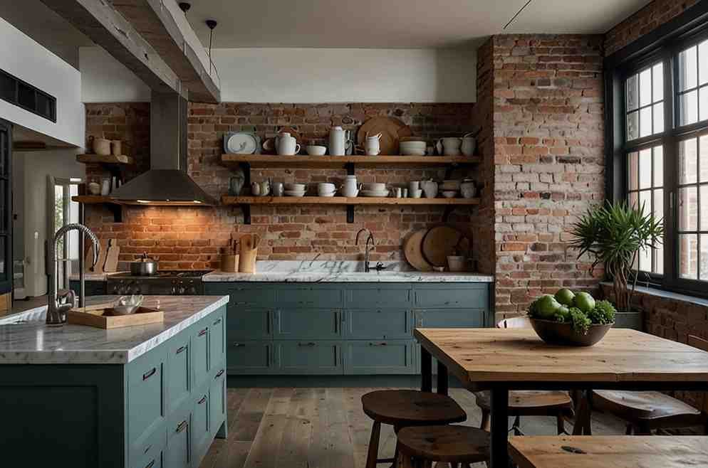Industrial Coastal Design with Exposed Brick Walls