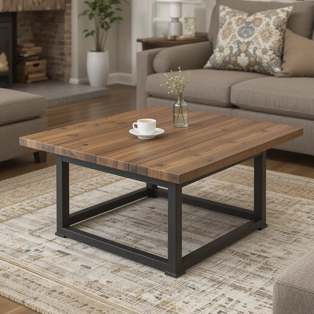 Iron and Wood Coffee Table