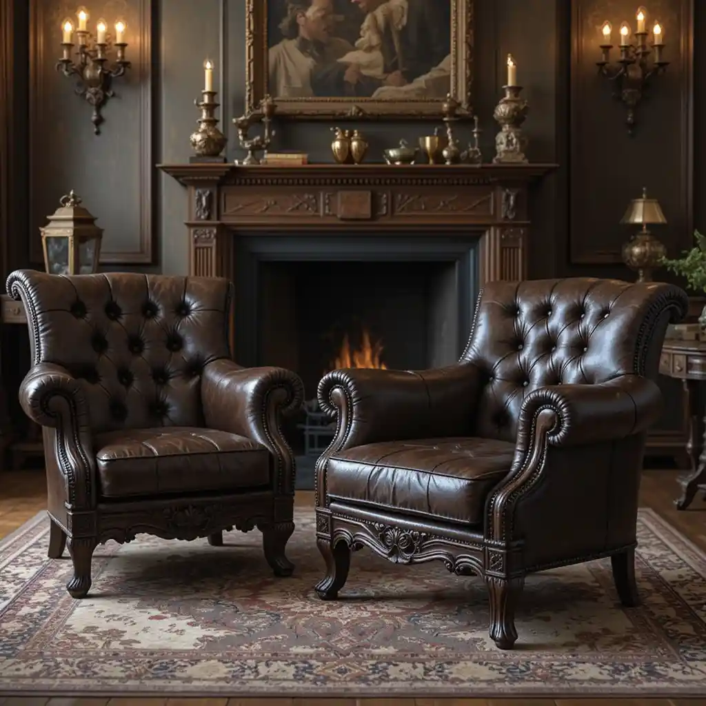 Leather Antique Armchairs for a Masculine Touch