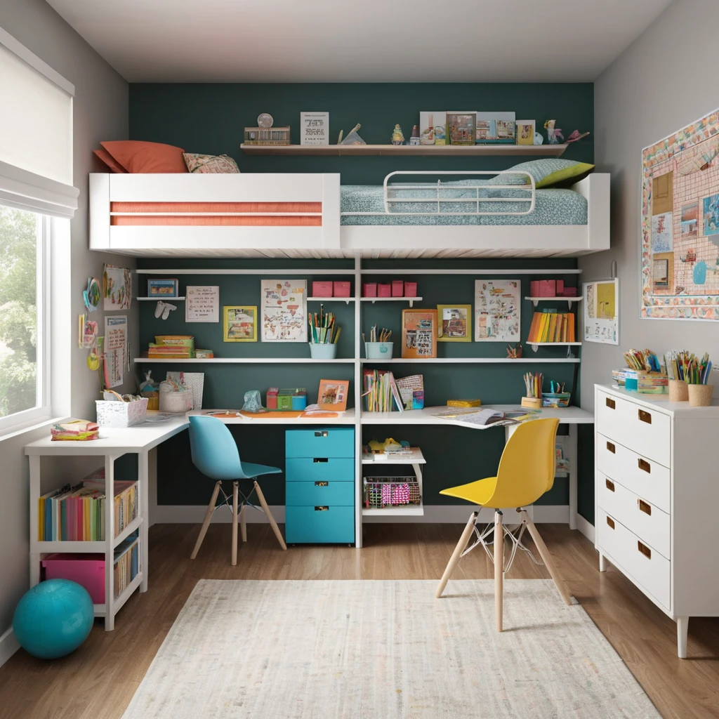 Lofted Beds with Desks Below