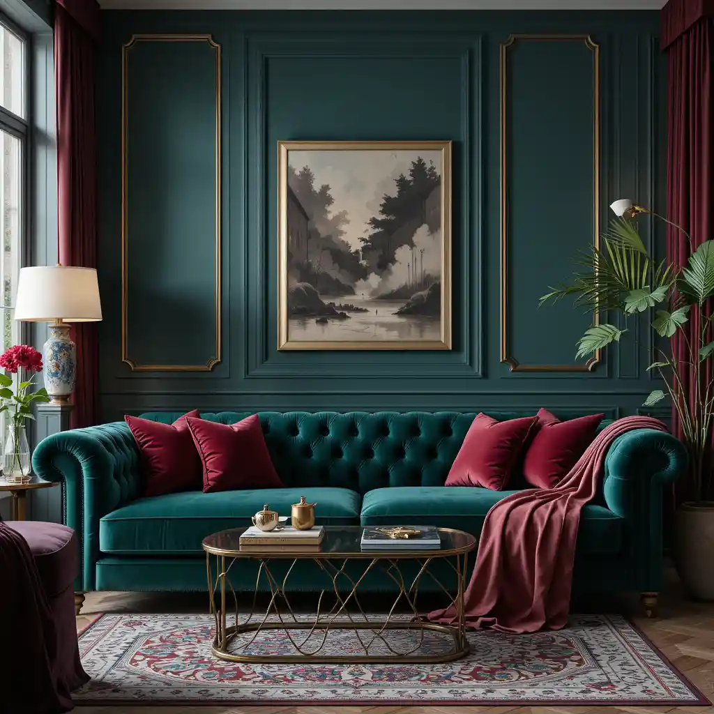 Luxurious Velvet Sofas and Rich Fabrics