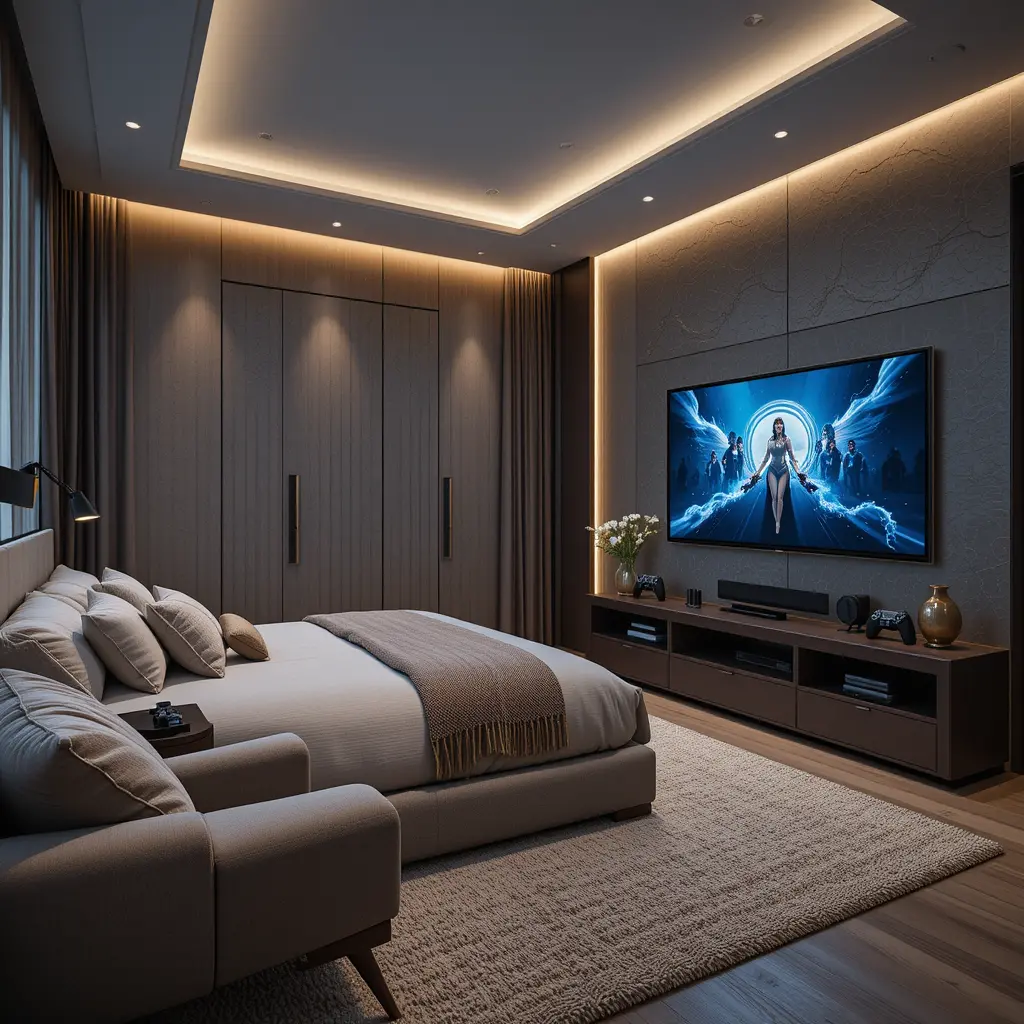 Luxury Gaming Room with Bed and TV