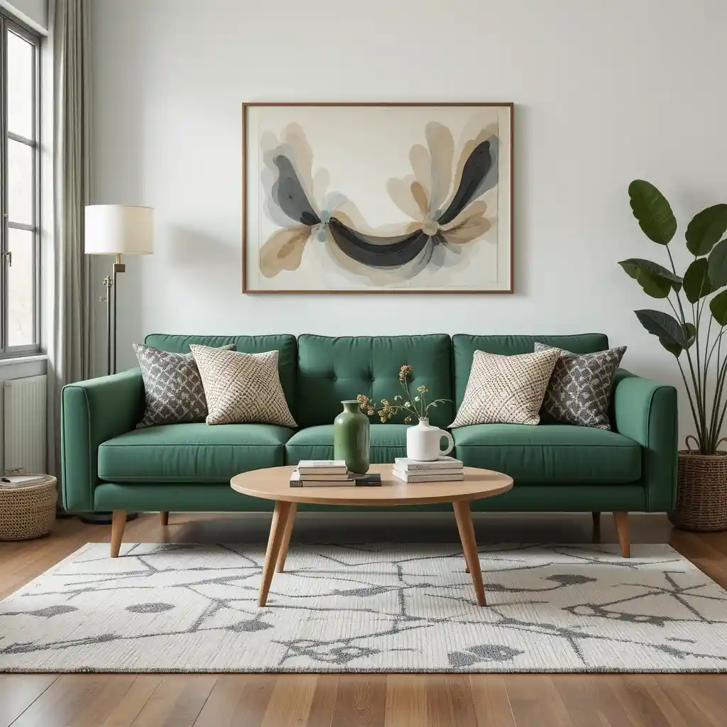 Mid-Century Modern Green Sofa