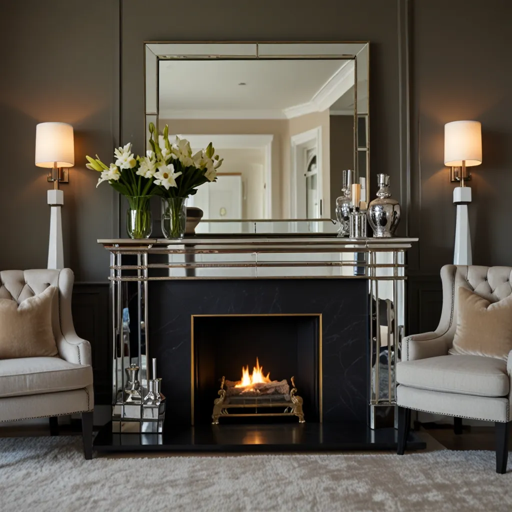 Mirrored Mantle with Metallic Accents