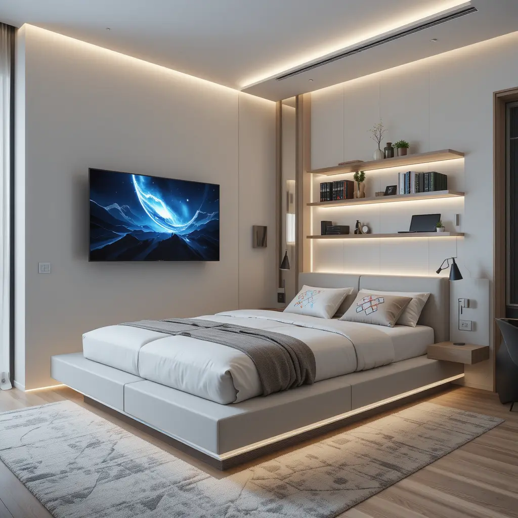 Modern Bed and Gaming Setup in One