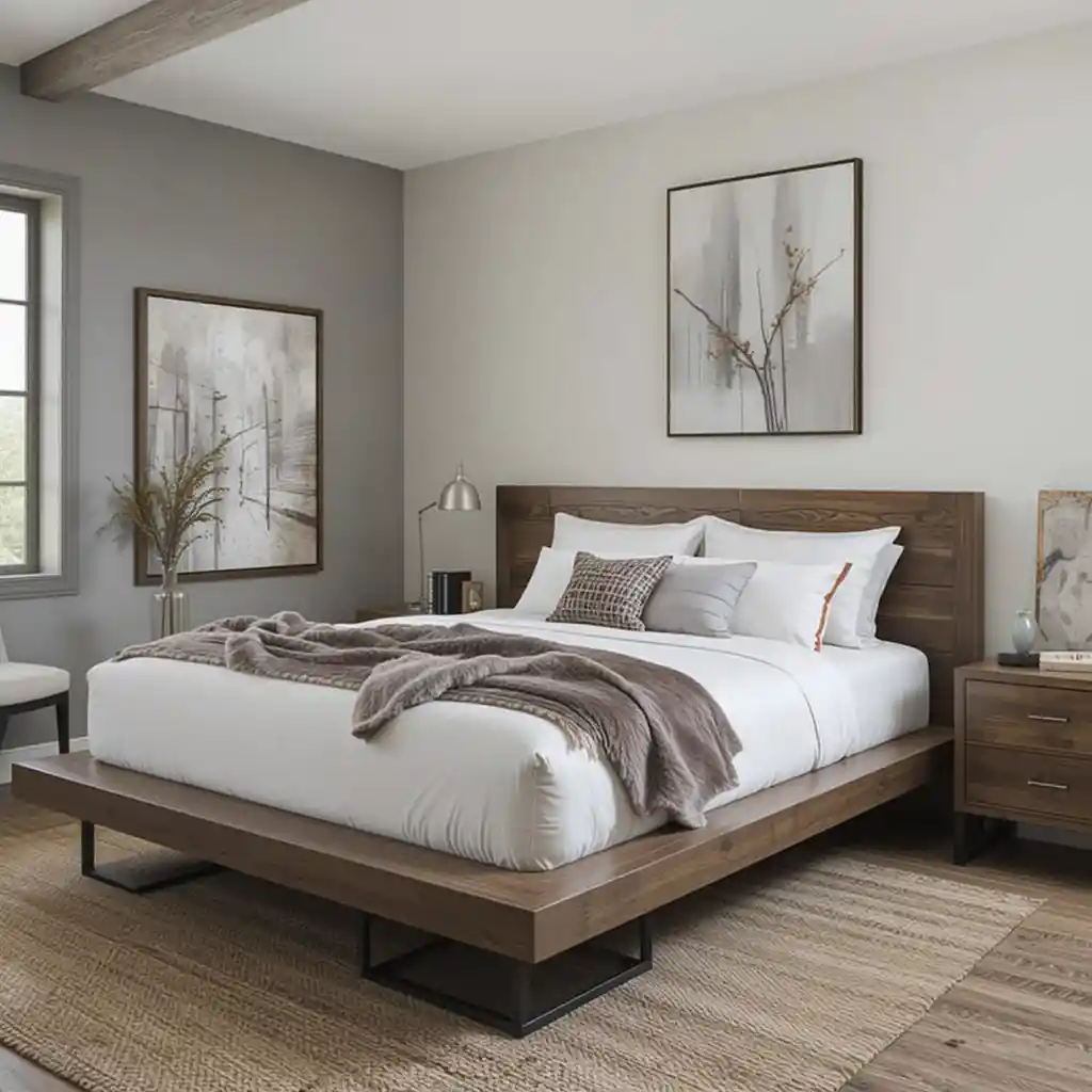 Modern Platform Bed with Rustic Touches