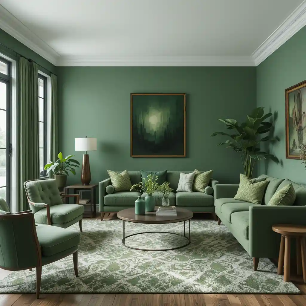 Monochromatic Green Scheme with Patterned Rugs