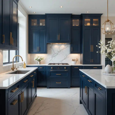 42 Timeless Navy Blue Kitchen Cabinet Ideas for Lasting Style