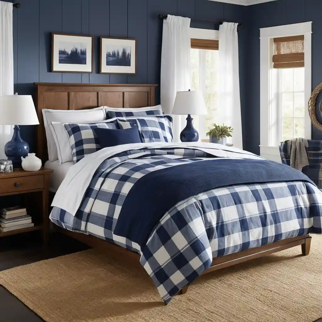 Navy and White Plaid