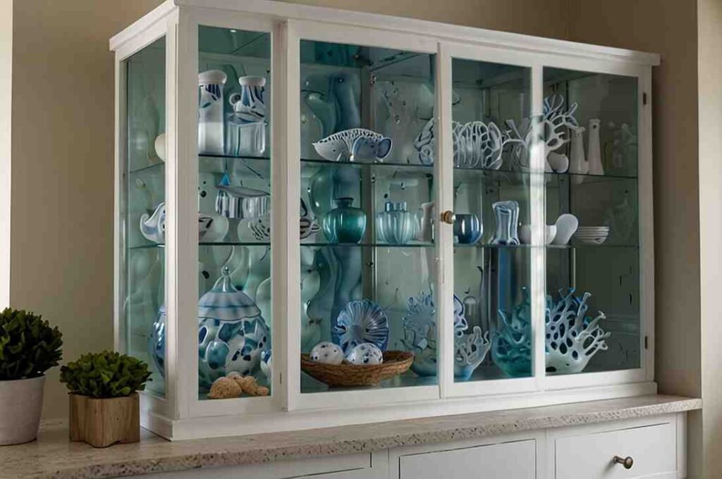 Ocean-Inspired Glass Cabinet Inserts