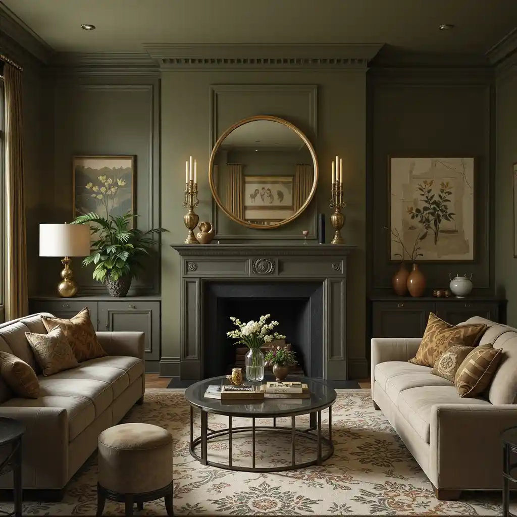Olive Green with Brass Fixtures