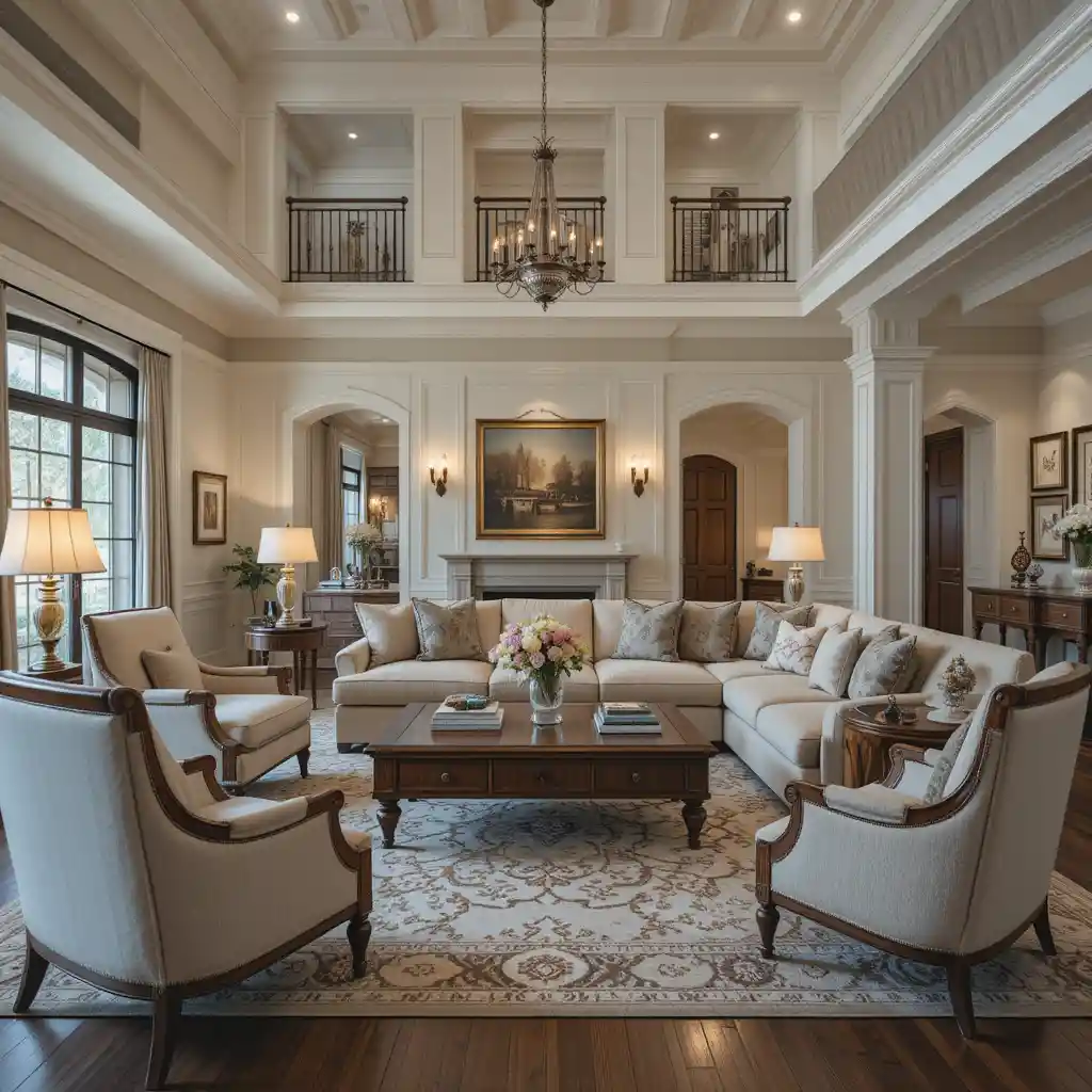 Open-Concept Design with Classic Furniture Choices