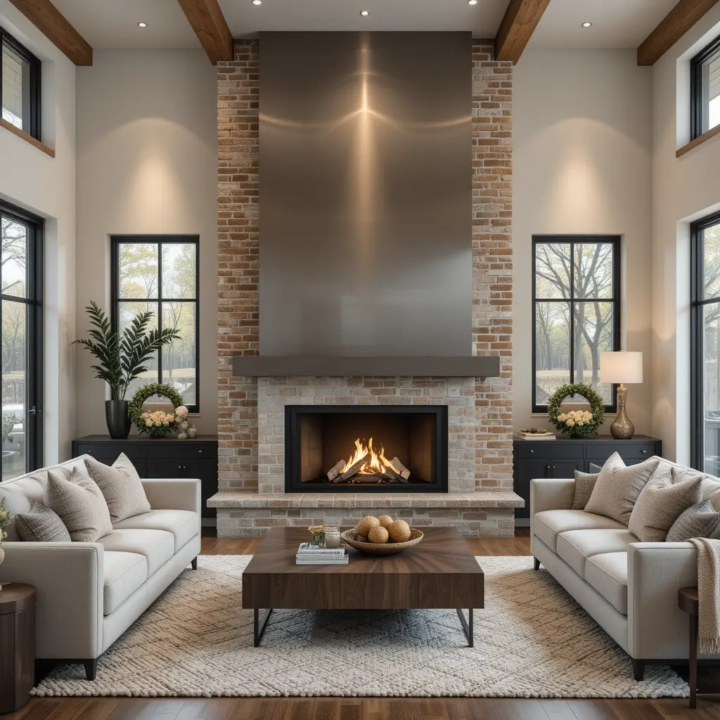 Open Fireplace with Contemporary Surroundings