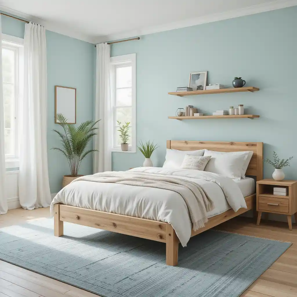 Pale Aqua and Wooden Accents