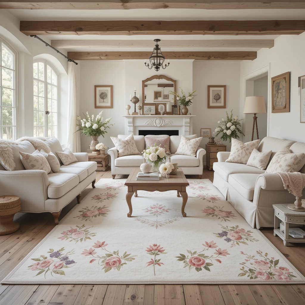 Pale Floral Area Rugs