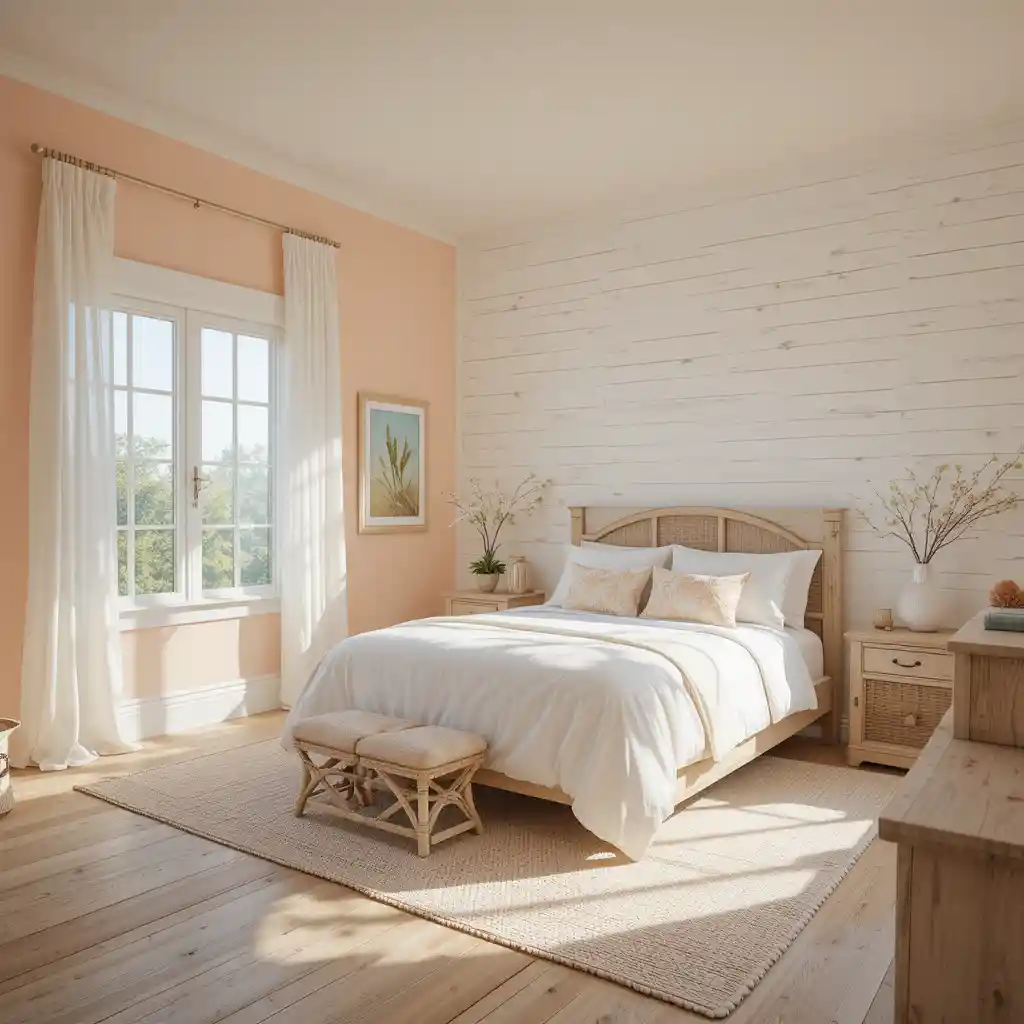 Pale Peach with White Shiplap