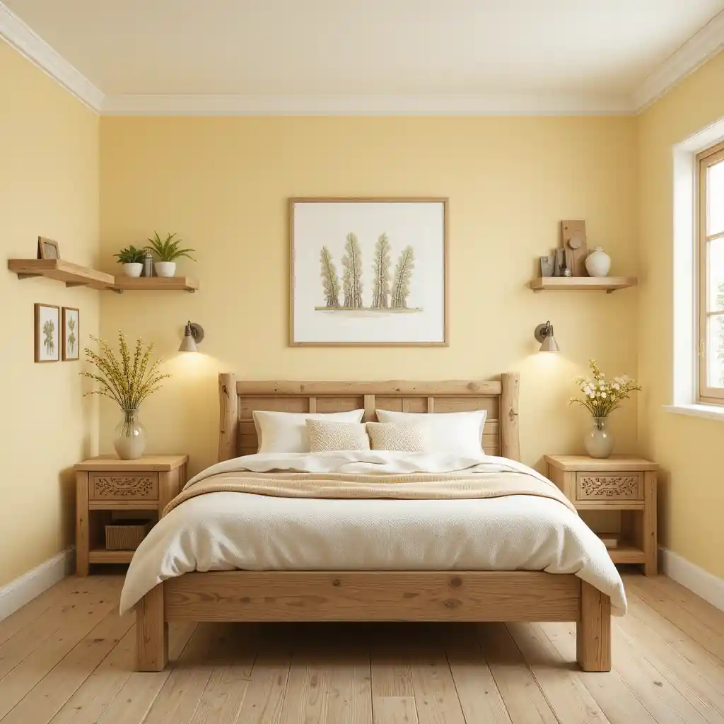Pale Yellow and Natural Wood