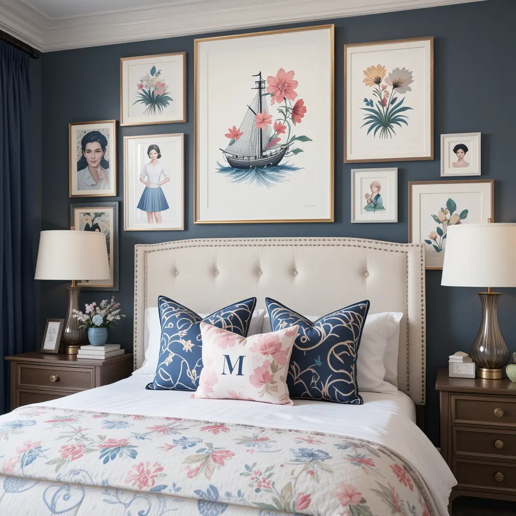 Preppy Bedroom with Custom Artwork