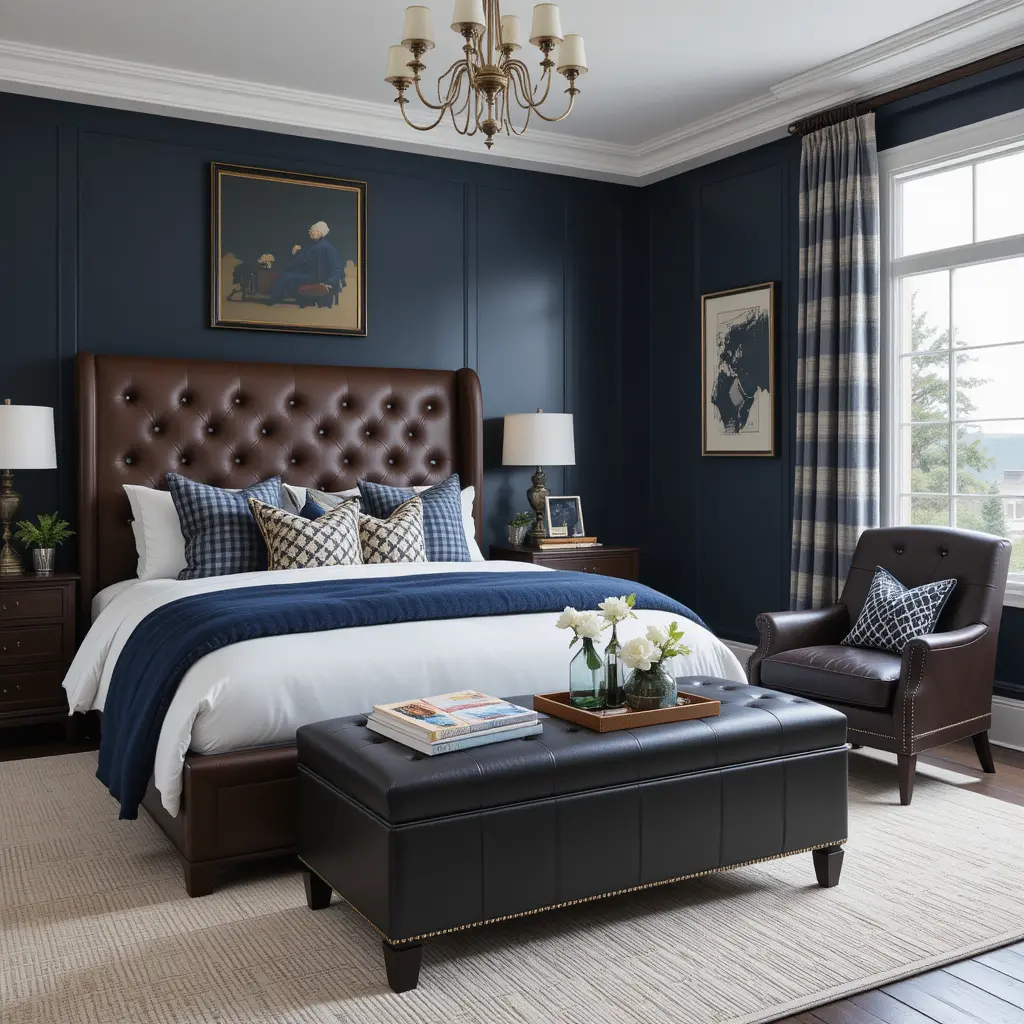 Preppy Bedroom with Leather Accents