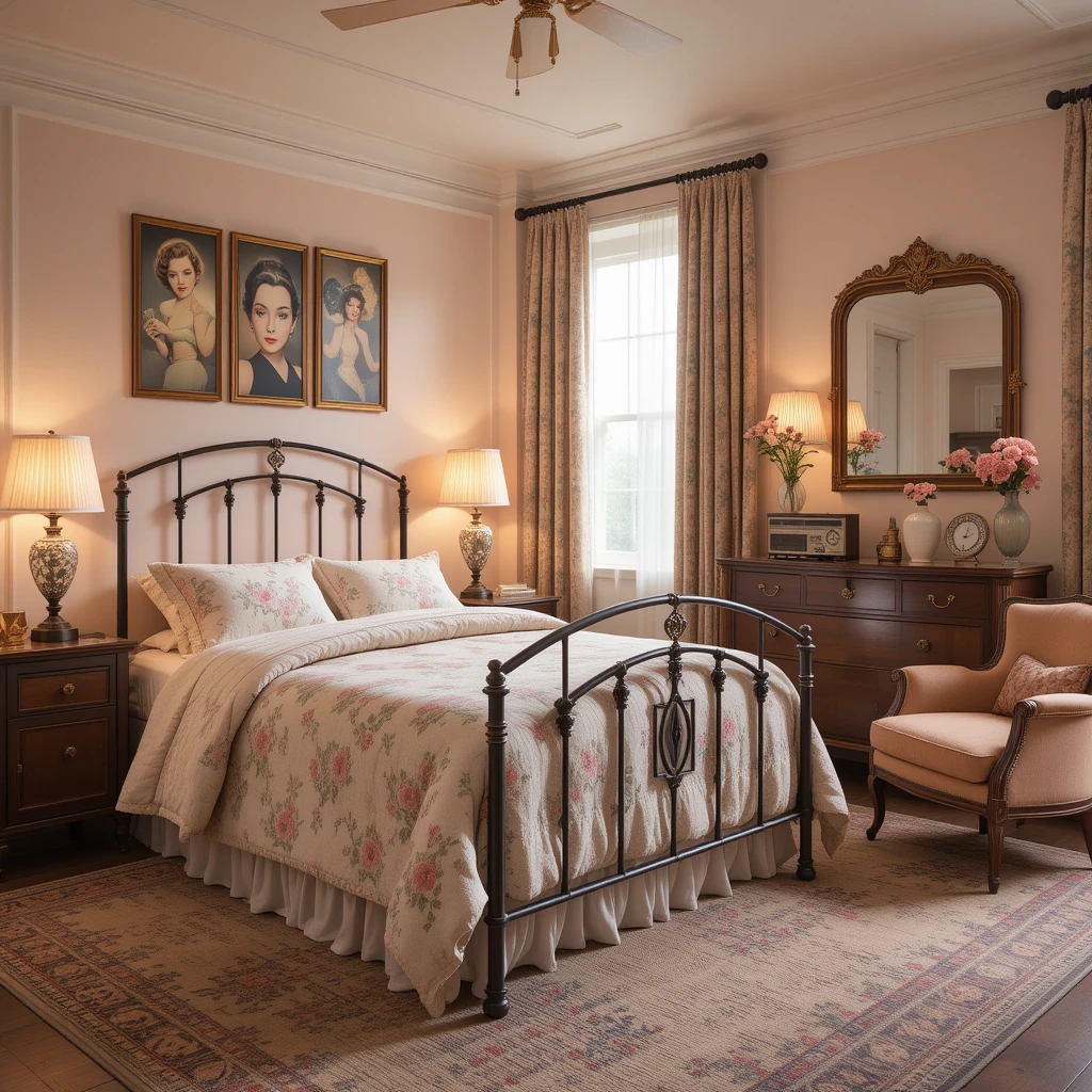 Retro 1940s Vintage Bedroom