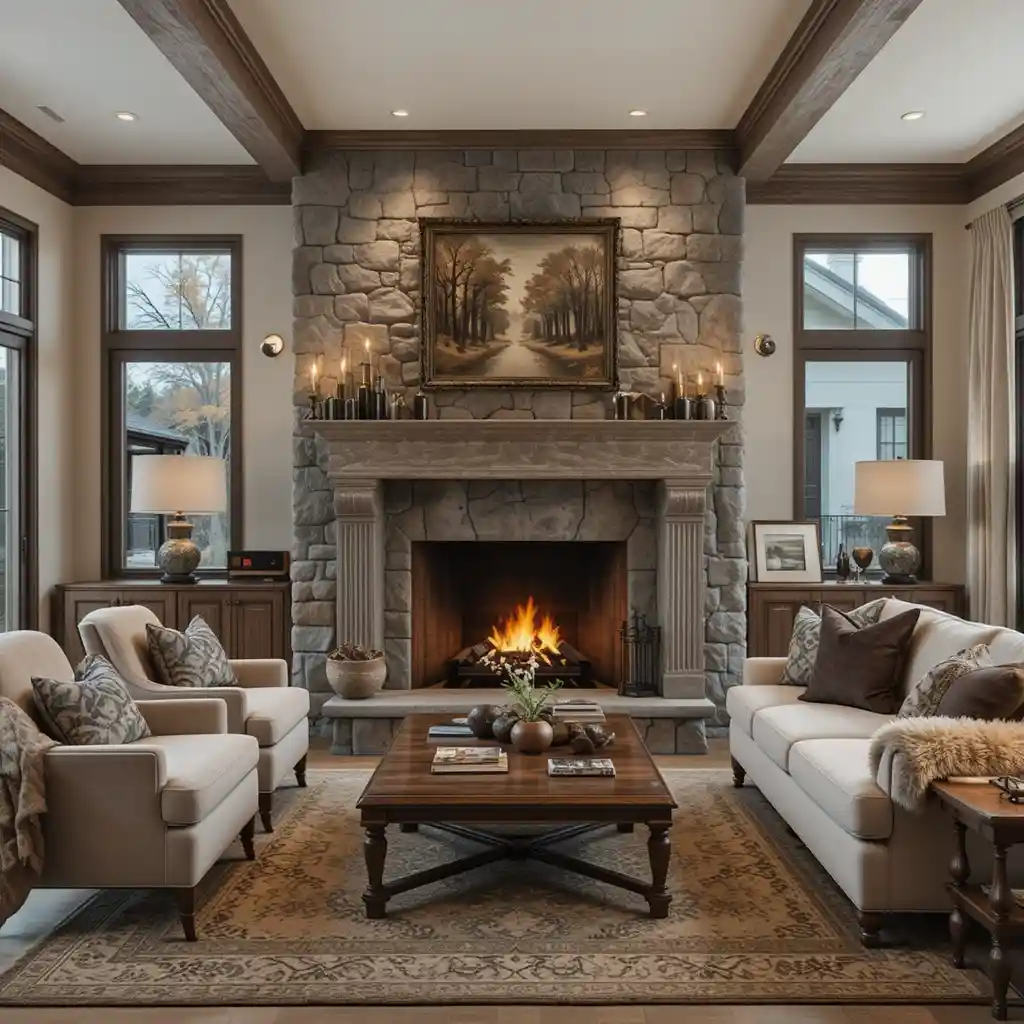 Rustic Chic with Stone Fireplaces