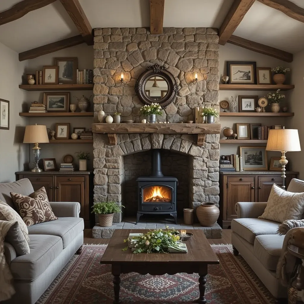 Rustic Fireplace as the Focal Point