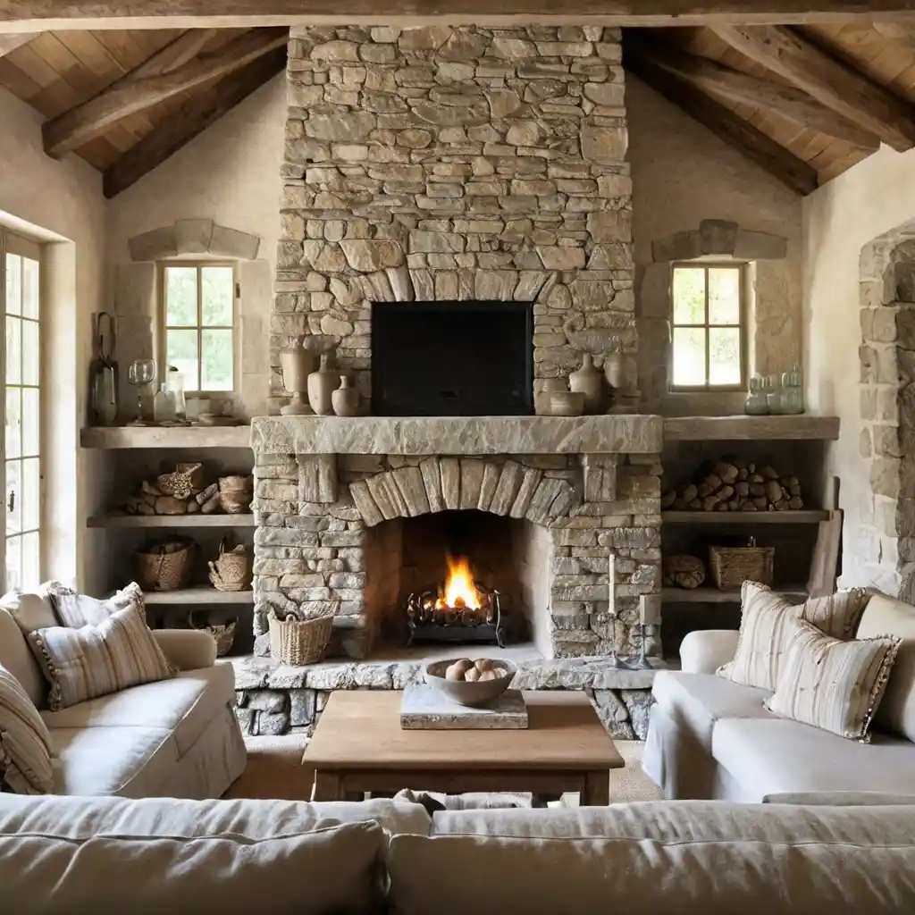 Rustic Stone Fireplace