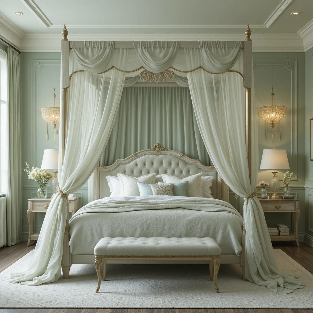 Sage Green Bedroom with a Canopy Bed