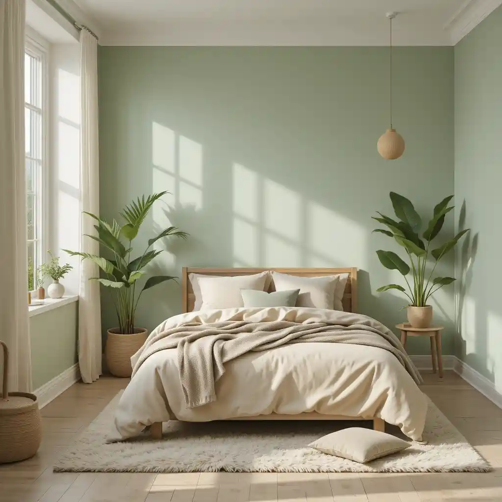 Sage Green and Beige Neutral Bedroom