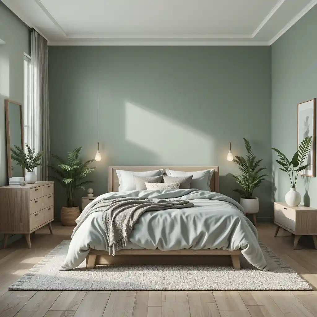Sage Green and Grey Bedroom