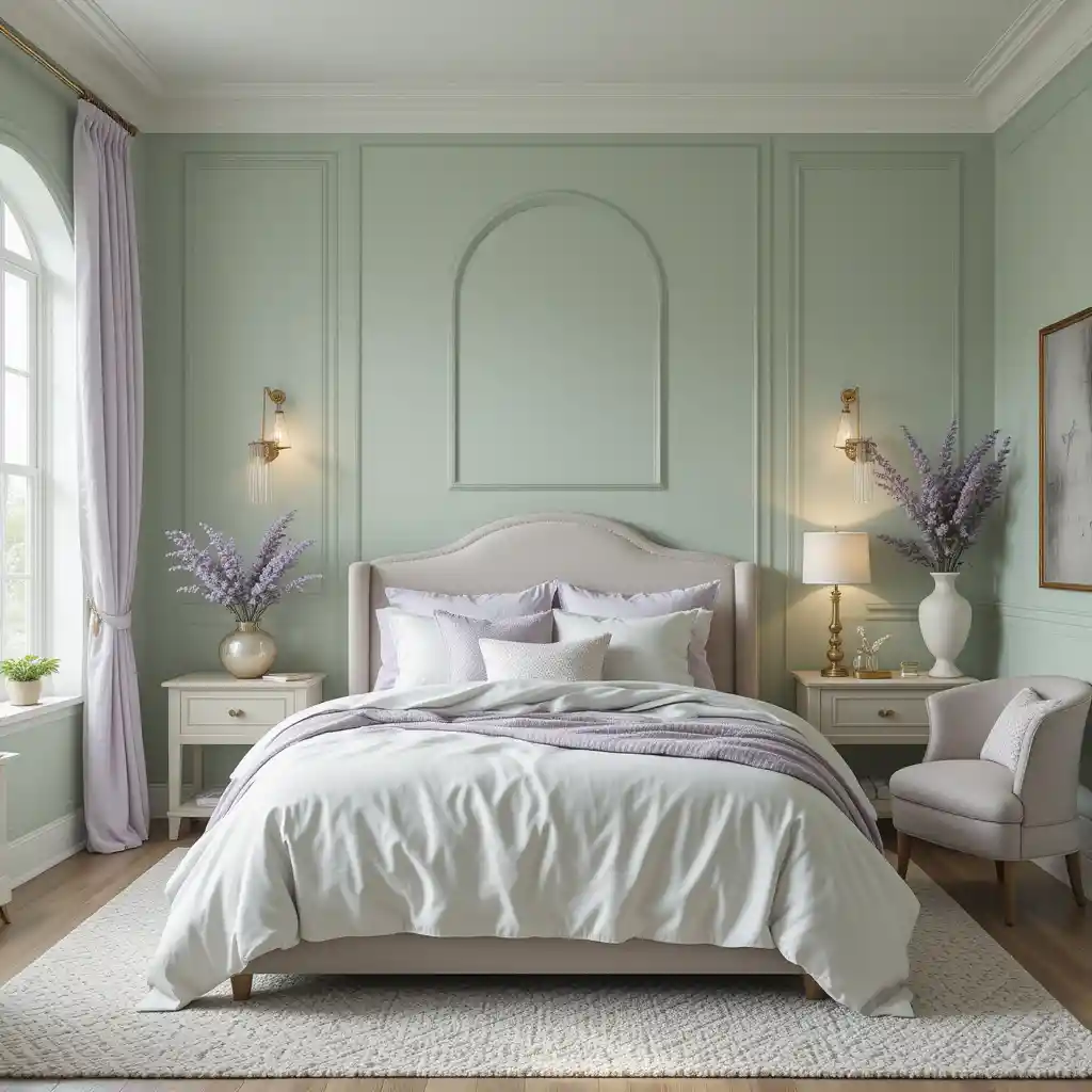 Sage Green and Lavender Bedroom