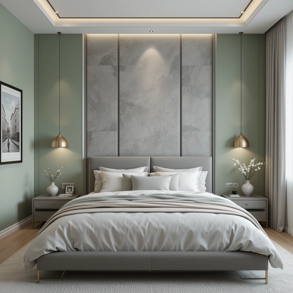 Sage Green and Soft Grey Wall Panels