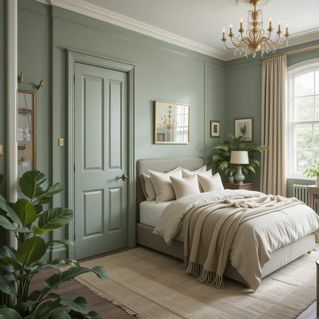 Sage Green with Brass Fixtures
