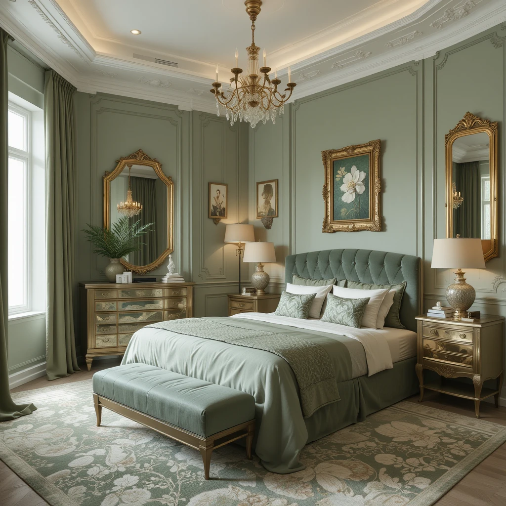 Sage Green with Gold Accents