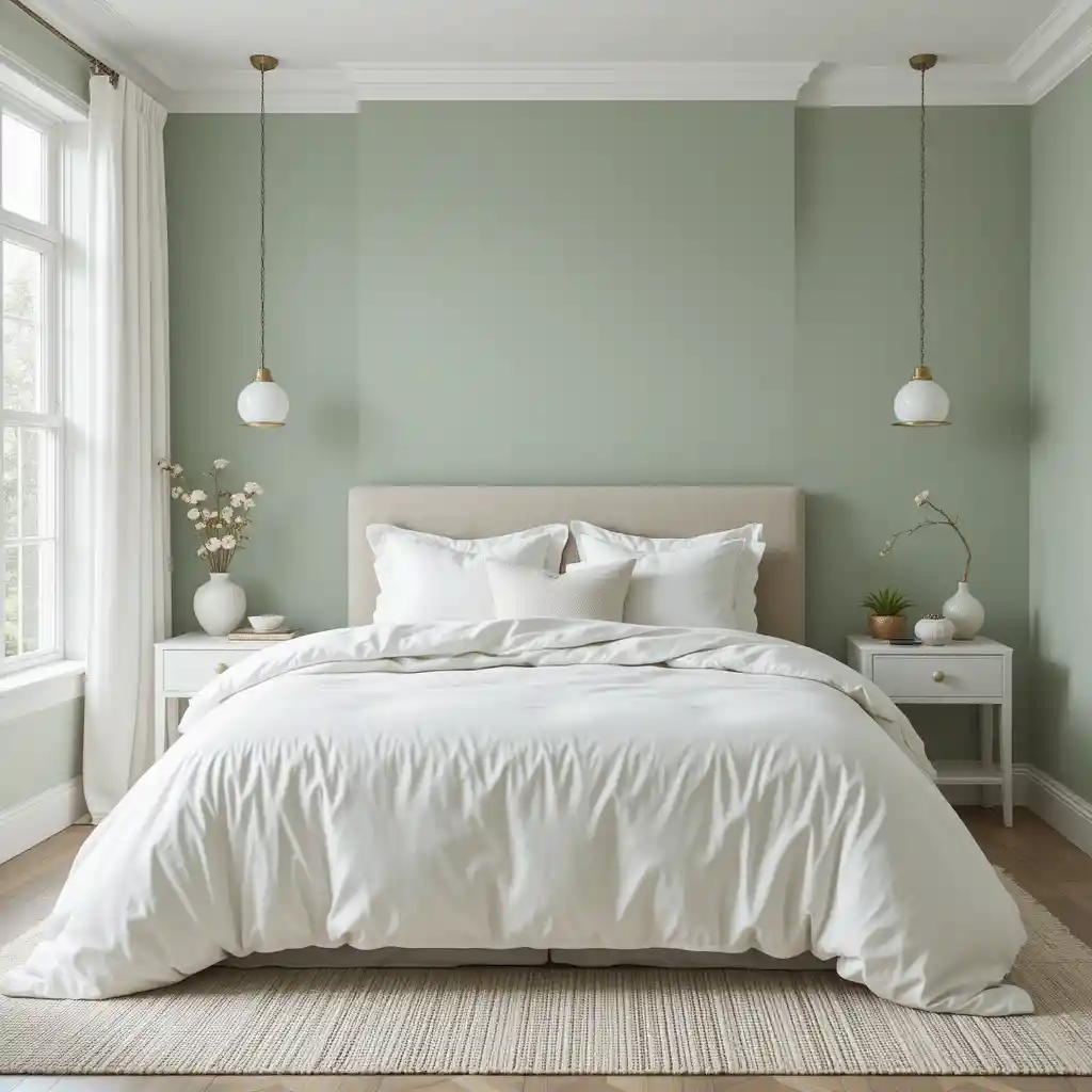 Sage Green with White Duvet