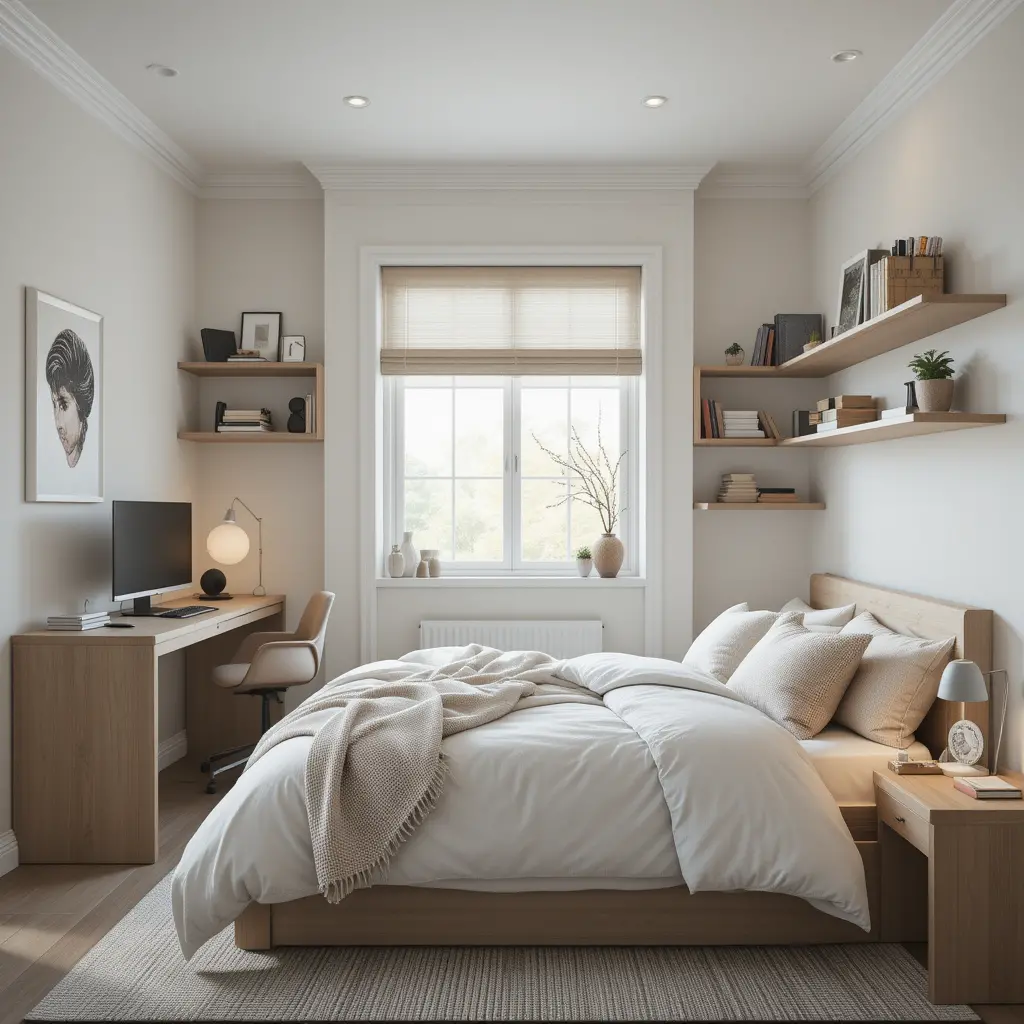 Scandinavian-Inspired Gaming Room with Bed