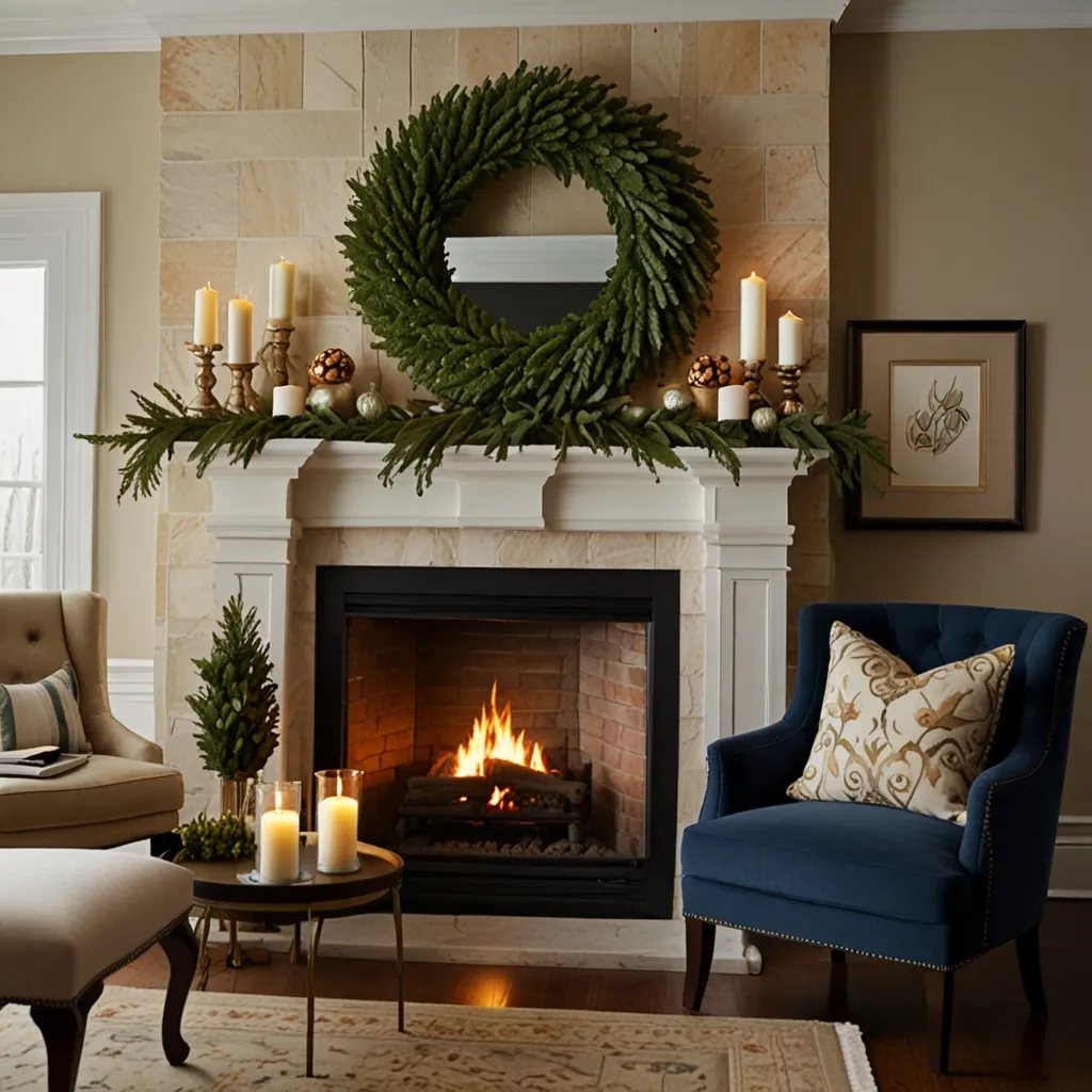 Seasonal Wreaths Above the Mantle