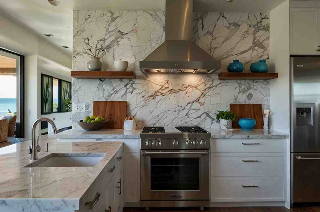 Shimmering White Marble Backsplash
