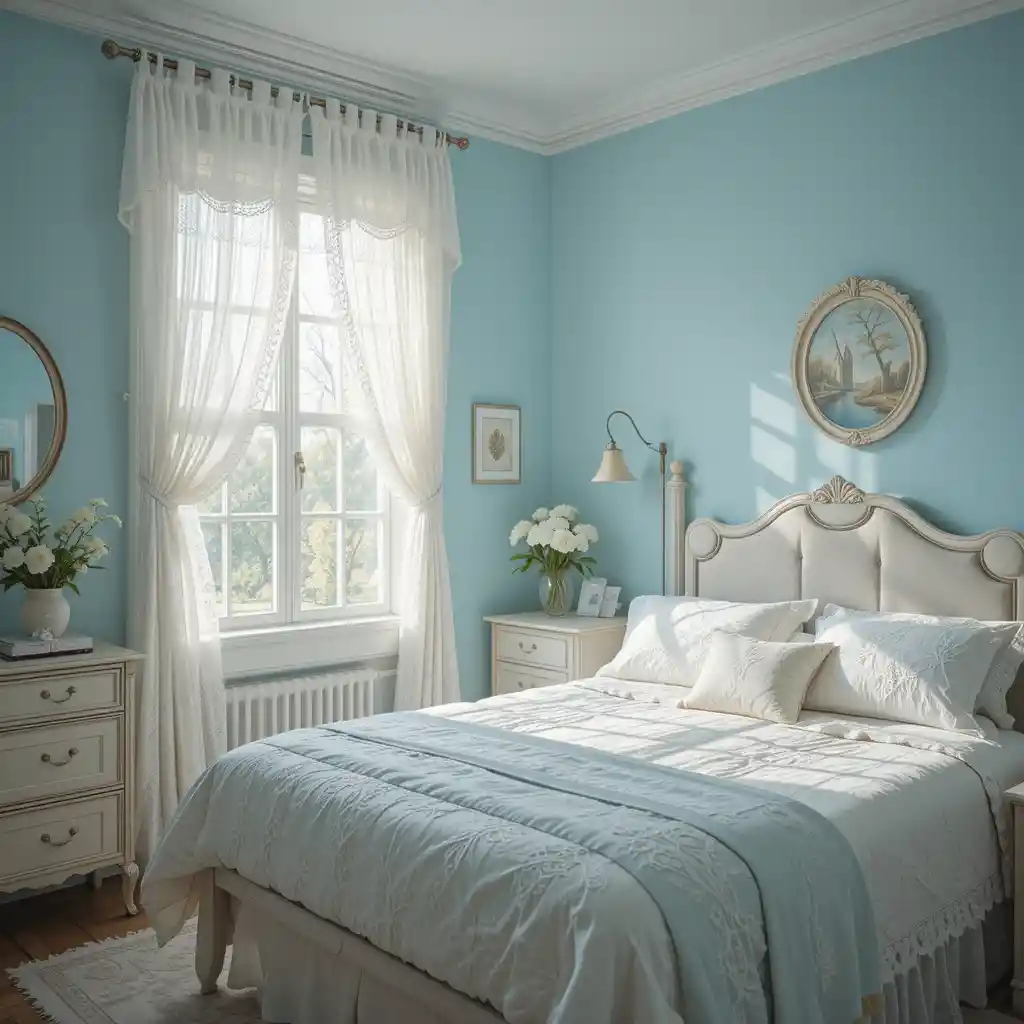 Sky Blue with White Lace
