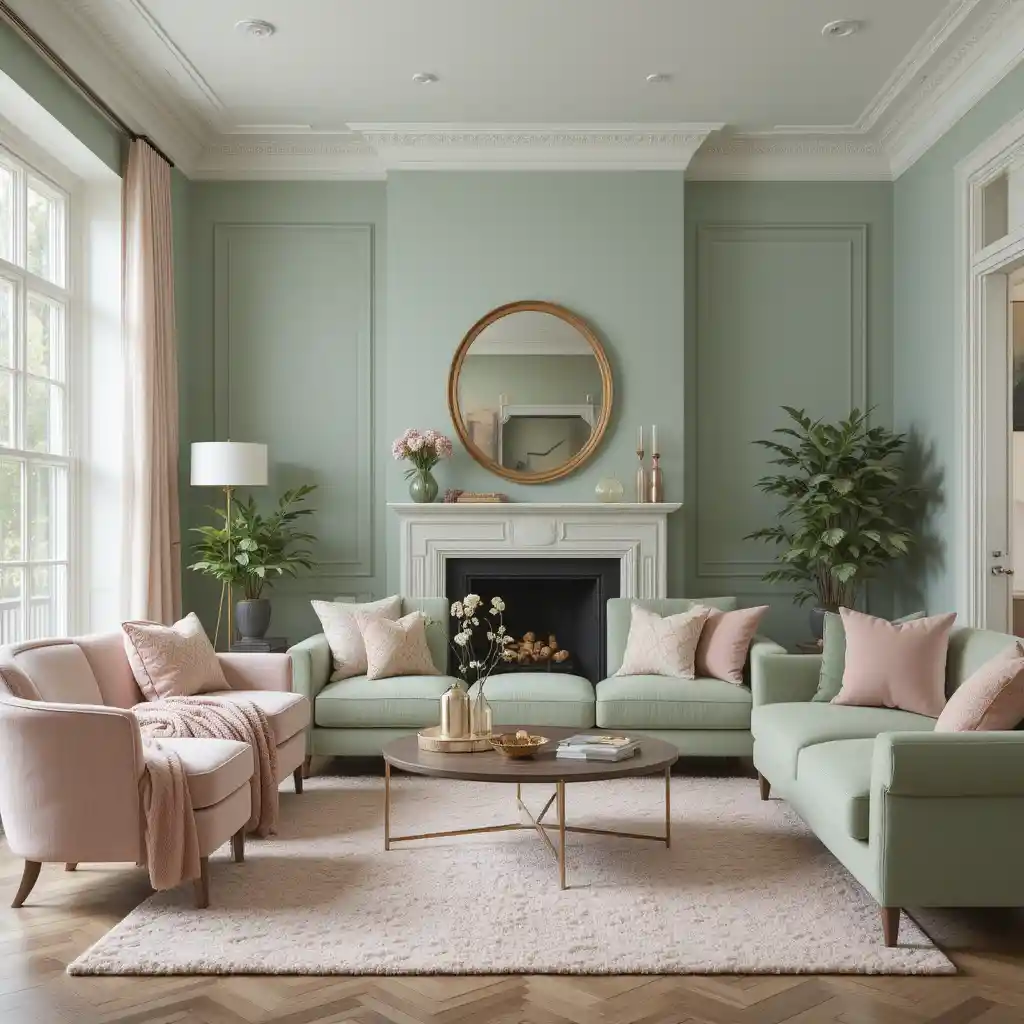Soft Green and Pale Pink for Subtle Elegance