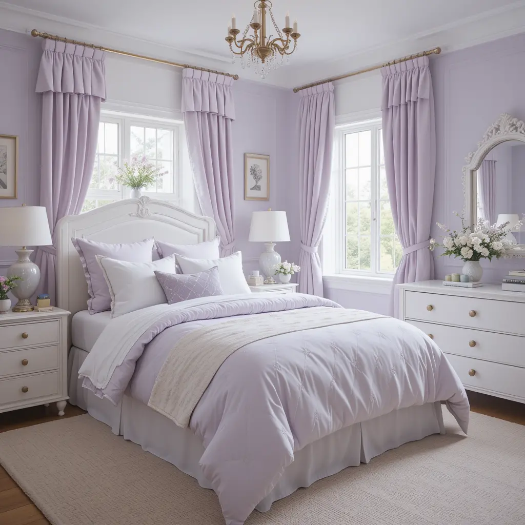 Soft Lavender and White Scheme