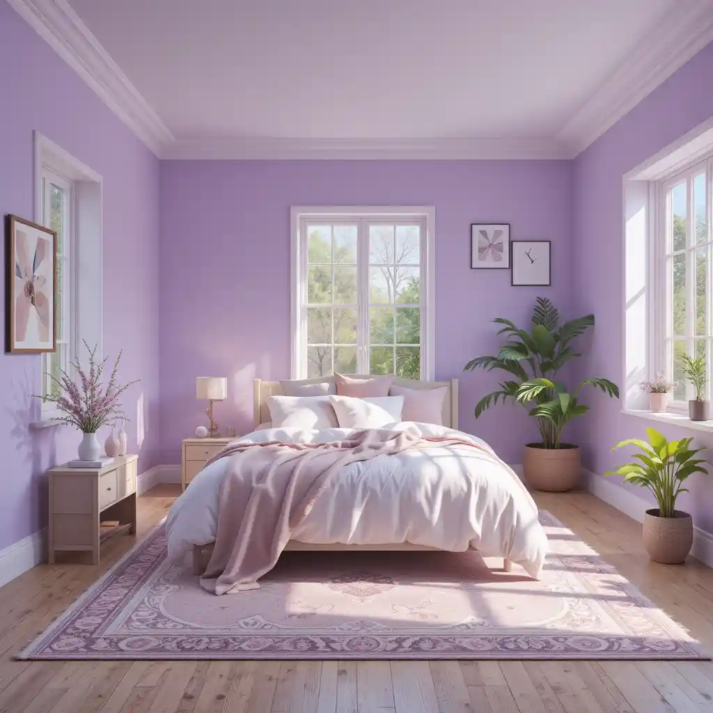 Soft Lavender with Patterned Rugs